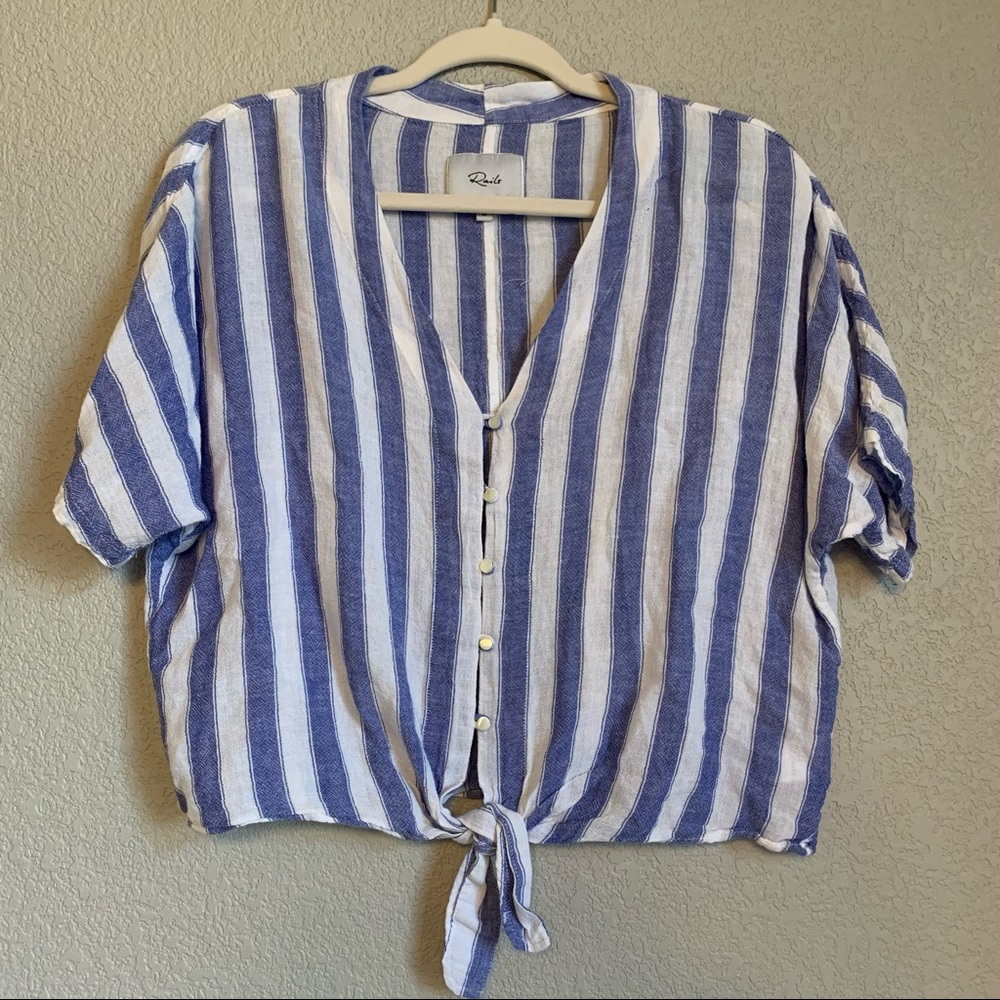 Rails Thea Pacifica Stripe Cropped Button Down Bl… - image 4